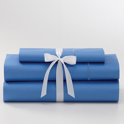 At Home 425TC Queen Sheet Set Sateen Cornflower Blue NEW